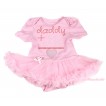 Valentine's Day Light Pink Baby Bodysuit Pettiskirt & Sparkle Rhinestone Daddy Plus Me Is Light Pink Heart JS4305